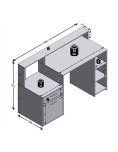 Sansa White and Grey Desk with Hutch, 2673 2