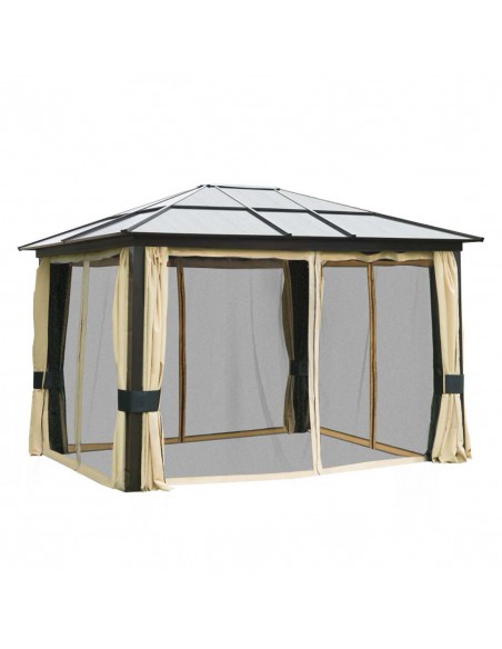Outsunny 3.6x3m Hardtop Gazebo Canopy with Polycarbonate Roof and Aluminium Frame, Brown - pic 11546 | FastDaddyshop