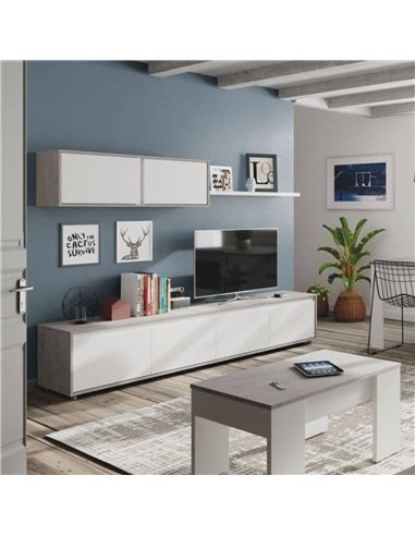 Simons Concrete Grey And White TV Entertainment Cabinet, 3217