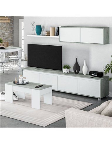 Simons Concrete Grey And White TV Entertainment Cabinet, 3217