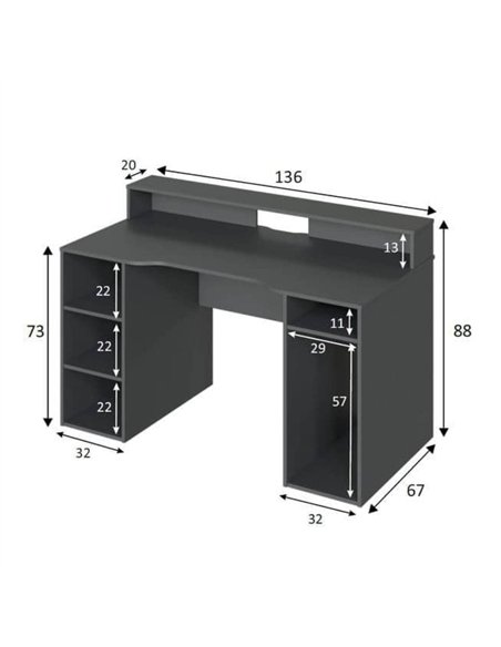 Sega Dark Grey Gaming Desk With Hutch, 3079 - pic 115472 | FastDaddyshop