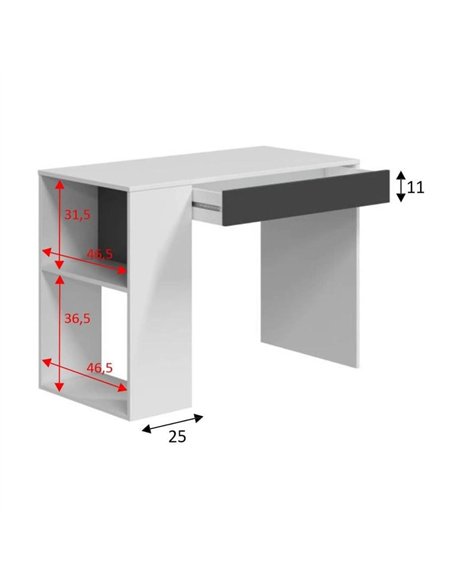 Sesko Grey and White Desk with Drawer and Shelves, 3131 - pic 115478 | FastDaddyshop