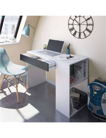 Sesko Grey and White Desk with Drawer and Shelves, 3131 - pic 115480 | FastDaddyshop