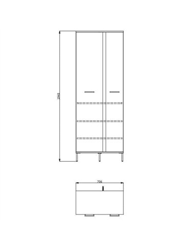 Sorrento Oak Effect Tall Slim 2 Door Wardrobe, 3125