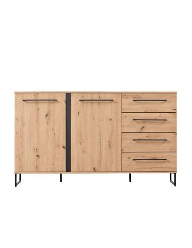 Sorrento Oak Effect 2 Door 4 Drawer Sideboard, 3427