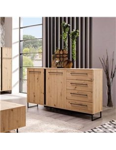 Sorrento Oak Effect 2 Door 4 Drawer Sideboard, 3427 2