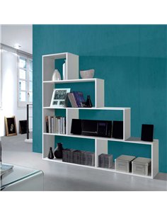 Step Bookcase White Gloss Lounge Furniture, 2600
