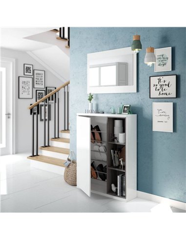 Tendi White Gloss Shoe Cabinet Hallway Unit, 2919