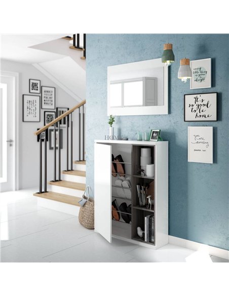 Tendi White Gloss Shoe Cabinet Hallway Unit, 2919 - pic 115496 | FastDaddyshop