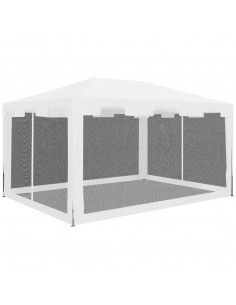 Outsunny 4x3 m Waterproof Gazebo with Mesh Sides, White/Black
