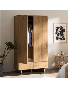 Texas Artisan Oak Effect 2 Door 2 Drawer Double Wardrobe, 3287