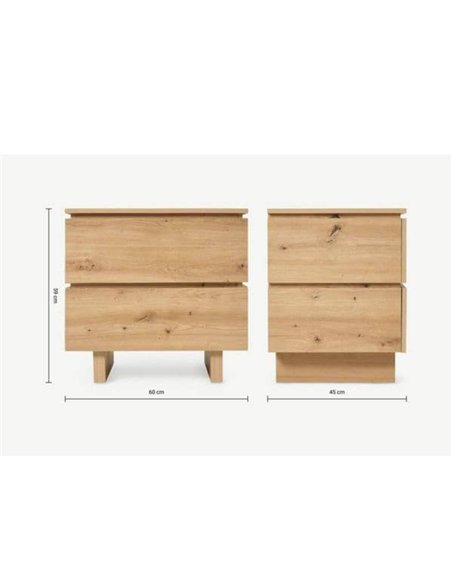 Texas Artisan Oak Effect 2 Drawer Bedside, 3284 - pic 115526 | FastDaddyshop