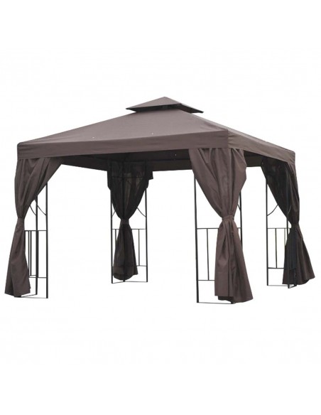 Outsunny 3x3m Garden Metal Gazebo Marquee with Sidewalls, Brown - pic 11553 | FastDaddyshop