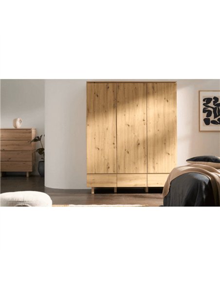 Texas Artisan Oak Effect 3 Door 3 Drawer Triple Wardrobe, 3288 - pic 115530 | FastDaddyshop