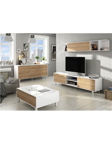 Toris Sideboard White with Oak Effect, 2607