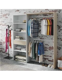 Torres Oak and White Open Door Wardrobe With Shelves And Rail, 3083