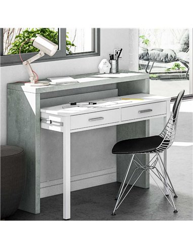 Turin Artic Concrete Grey And White Desk, 2931