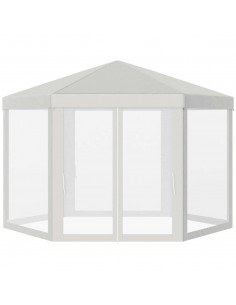 Outsunny Gazebo Hexagon Tent Patio Canopy Outdoor, Shade Resistant, Creamy White