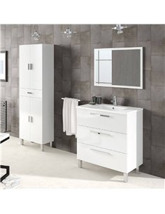 Valdo Tall Bathroom Cupboard White Gloss, 2608 2