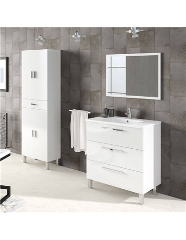 Valdo Tall Bathroom Cupboard White Gloss, 2608