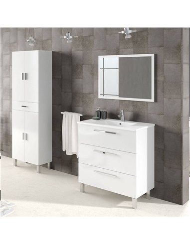 Valdo Bathroom Vanity Sink With Undersink Cupboard White Gloss, 2609