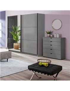 Valentina Grey 220cm Sliding Wardrobe with Mirror, 3046 2