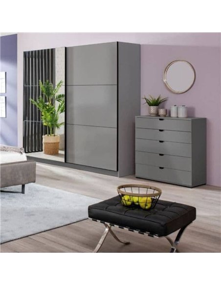 Valentina Grey 220cm Sliding Wardrobe with Mirror, 3046 - pic 115561 | FastDaddyshop