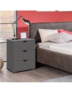Valentina Grey 3 Drawer Bedside Table, 3403