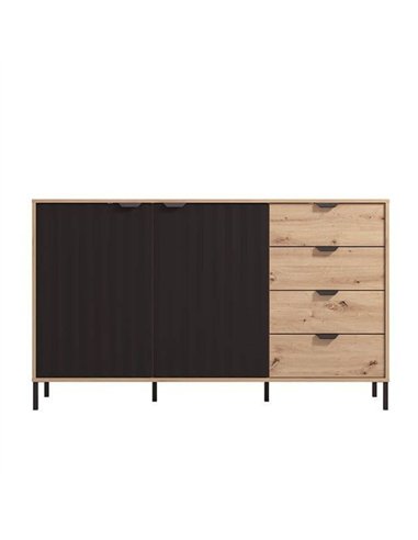 Vilamoura Artisan Oak Effect And Black Sideboard, 3420