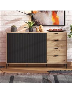 Vilamoura Artisan Oak Effect And Black Sideboard, 3420 2