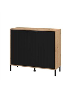 Vilamoura Artisan Oak Effect And Black Small Sideboard, 3422