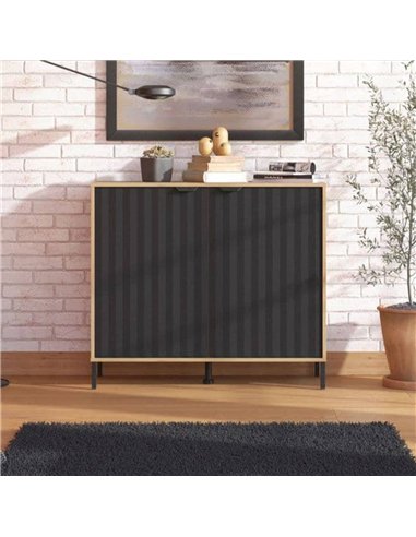 Vilamoura Artisan Oak Effect And Black Small Sideboard, 3422