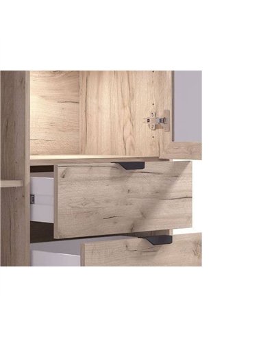 Vivea Grey Oak Effect And Cashmere Slatted 2 Door Display Cabinet, 3438