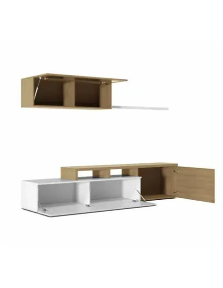 Warrington White Gloss And Oak Effect Reversible L-Shaped TV Unit Cabinet, 3296 - pic 115589 | FastDaddyshop