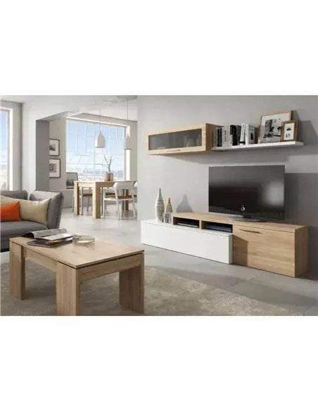 Warrington White Gloss And Oak Effect Reversible L-Shaped TV Unit Cabinet, 3296 - pic 115591 | FastDaddyshop