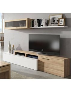 Warrington White Gloss And Oak Effect Reversible L-Shaped TV Unit Cabinet, 3296 2