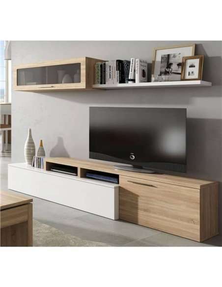Warrington White Gloss And Oak Effect Reversible L-Shaped TV Unit Cabinet, 3296 - pic 115593 | FastDaddyshop