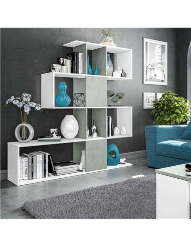 Zaga Artic White and Concrete Grey Bookcase, 2932