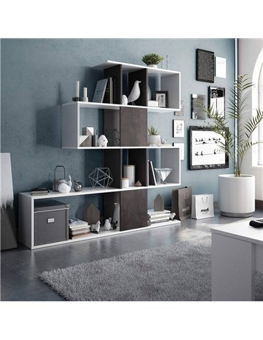 Zaga Oxide Dark Brown and Artic White Bookcase, 3028