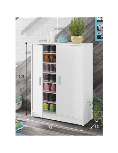Zuldy Large White Shoe Cupboard, 2505