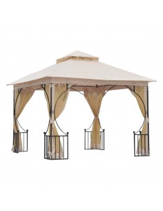 Outsunny 3x3m Garden Gazebo Patio Outdoor with Metal Frame, Beige