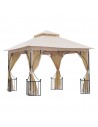 Outsunny 3x3m Garden Gazebo Patio Outdoor with Metal Frame, Beige