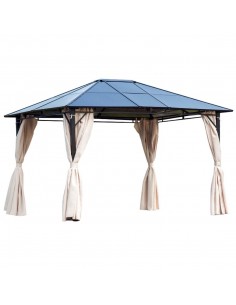 Outsunny 3.6x3m Hardtop Gazebo Canopy with Polycarbonate Roof, Brown