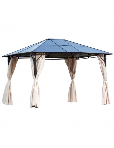 Outsunny 3.6x3m Hardtop Gazebo Canopy with Polycarbonate Roof, Brown - pic 11569 | FastDaddyshop
