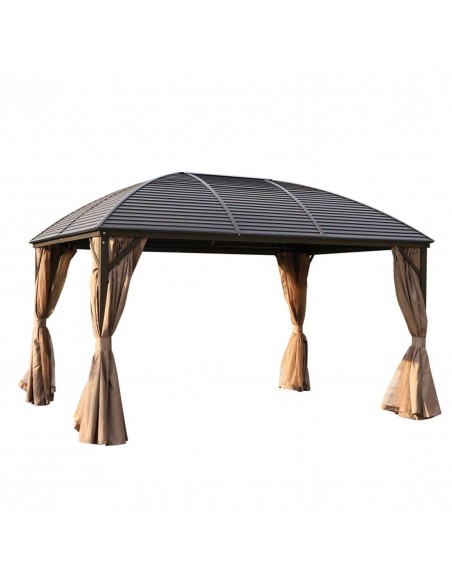 Outsunny 4x3m Aluminium Hardtop Gazebo, Black-Brown - pic 11572 | FastDaddyshop