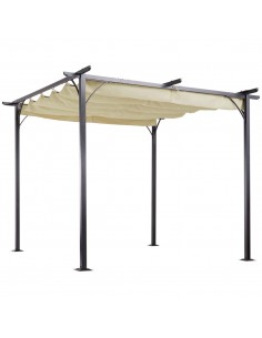 Outsunny 3x3m Metal Pergola Gazebo Marquee for Party BBQ, Beige