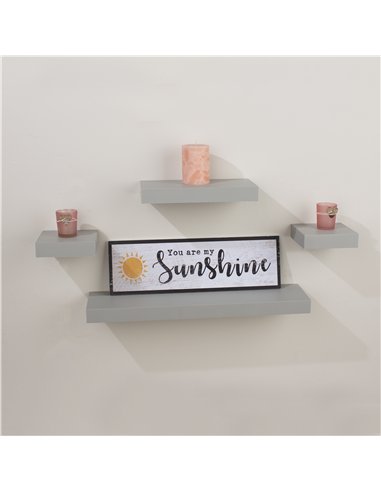 Core Products 4 pcs narrow wall shelf set - light grey, HD5GY