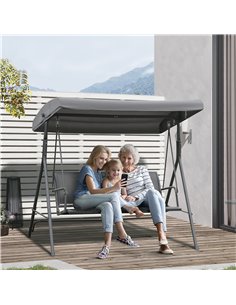 Outsunny 3 Seater Swing Chair Garden Swing Seat with Canopy Steel Frame, Grey 2