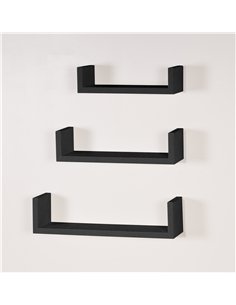 Core Products Set of 3 floating "U" shape wall shelf kit - matt black , HD6BK