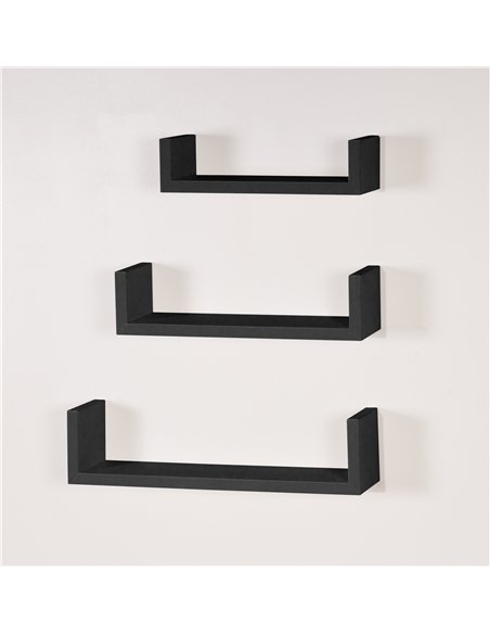 Core Products Set of 3 floating "U" shape wall shelf kit - matt black , HD6BK - pic 115780 | FastDaddyshop